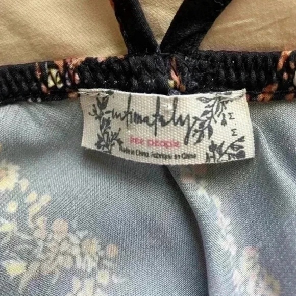 Free People Floral Black Satin Spaghetti Strap Mini
Slip Dress Y2K - Picture 6 of 7